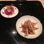 日本料理 楽心 - きんぴらごぼう・漬物