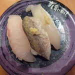 Sushi Kuine - 金沢づくし（写真左から、くるま鯛・かます・すずき）