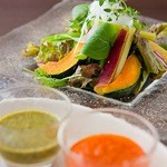 Vegetable salad with homemade special dressing