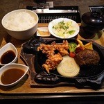Yakiniku Matsuzaka - 手作りオリーブ和牛ハンバーグ＆四国若鶏の唐揚げ