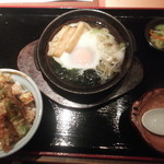 居酒屋ごはん ふらりむらさき - 鍋焼きうどんと、天丼のセットに決まり！