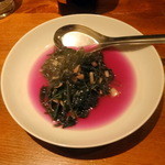 天天厨房 - 金時草の台湾黒胡麻油炒め1,100円+税