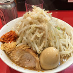 用心棒2階 - 味玉ラーメン 並 全マシ、からしょう