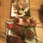 魚肉菜 座頭 道安 - オクラ豚巻き&もも&牛サガリ&しいたけ巻き