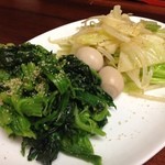 ラーメン神山 - H.27.6.4.夕 TPほうれん草 150円・TPもやきゃべ 150円