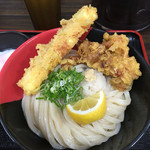極楽うどん Ah-麺 - 鶏天はかなりのボリューム、竹天は甘みを感じてとても美味しい*\(^o^)/*