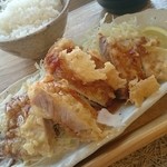 築港麺工房 - 厚切り豚天定食930円