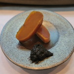 寿司栄 - 27年11月　ブランデー漬けと大吟醸漬け炙り唐墨2種、自家製蟹味噌