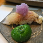 寿司栄 - 27年11月　ノドグロ　酢橘、紫大根