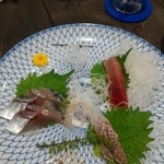 魚辰 - 刺盛り。　食べる前に写真撮らないと!　to俺