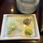 翁 - ざるそば、田舎そば、の薬味11/15/2015