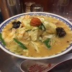 龍上海 - ラー博は俺の社員食堂。  待ってました！  冬季限定、冬の定番、からみそ中華！  炒められた野菜、きくらげ、さいころ状のチャーシュー、縮れ太麺、そしてからみそ！ イイ！