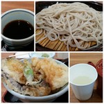 Soba diya komoro - 秋野菜天丼セットそれぞれのアップ＆そば湯