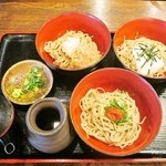 お食事処きたむら - そば三昧　1,230円　三種の味わい、これはいいですね。