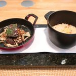 ビストロアム - ランチコース 3888円 の栗御飯、牛頬肉の赤ワイン煮