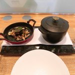 ビストロアム - ランチコース 3888円 の栗御飯、牛頬肉の赤ワイン煮