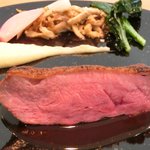 ビストロアム - ランチコース 3888円 の鴨のロティ エリンギ茸をパスタに見立てた 鴨もも肉のラグー