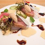 ビストロアム - ランチコース 3888円 の燻製香る冷製大根 2種のバルサミコソース
