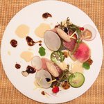 ビストロアム - ランチコース 3888円 の燻製香る冷製大根 2種のバルサミコソース