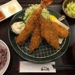 かつ徳 - ほっけと海老、コロッケ膳、1480円です。