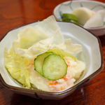 とんかつ燕楽 - ポテトサラダと御新香