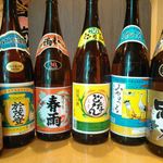 沖縄居酒屋 畑人 - 左からオモト、春雨、どなん、宮の鶴、忠孝