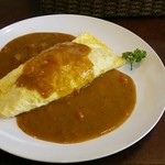 Kaフェ食楽部 - オムライスカレーのランチセット、ドリンク、デザート付 1250円