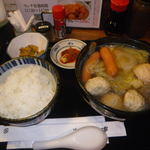 元祖やきとり串八珍 - つくねとタップリ野菜スープ定食７２０円