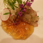 ポエシア - 牟岐産天然鯵のタルタル紫蘇風味 和風のジュレ添え