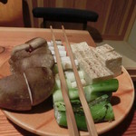 しいたけ、葱、焼き豆腐