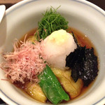 まき村 - 賀茂茄子の揚げ浸し、美味出汁
