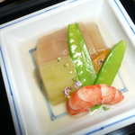 名古屋 浅田 - 煮物　太胡瓜・南京・海老・絹さや・かんぴょう