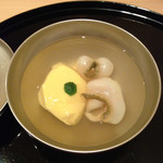 まき村 - 鮑葛打と玉子豆腐の椀(越前塗の夏椀)