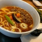 飛鳥カリーカフェ - カレーうどん。野菜が多く和だしカレーとの相性良し。もう少しスパイシーでもいいかな。