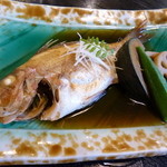 Keikei Arudou Go Yuduki - 煮物（地魚と野菜の煮付け）酔っ払ってきたので何の魚か忘れました……赤魚？？メバル？？