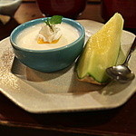 本家伴久 - 水菓子「メロン/自家製杏仁豆腐」(2015.Nov)