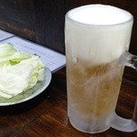 やきとり屯 - 2015.11.13凍ってます生中500円+税