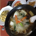 四川食府 - ランチのサンマー麺＋高菜半チャーハン（８５０円）２０１５年１１月