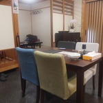 しまづ者 - テーブル席と奥には小上がり席