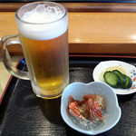あしか寿司 - 生ビールとお通し