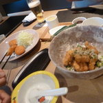 一游 - 百合根コロッケ＆地鶏の竜田揚げ。ビールに合いますね