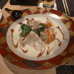 一游 - 魚介と夏野菜のポタージュ煮。具材が豊富でした