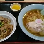 Juraku - 醤油ラーメン&ミニ焼肉丼(日替わり麺セット)