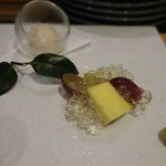 京松蘭はなれ - デザート　自家製ラ・フランスのソルベ　フルーツ盛り合わせ