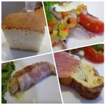 ピュールピュール - ＊太刀魚のマリネ・・淡白な味わいですが、好みです。
＊エノキのベーコン巻
＊オムレツ
◆フォッカチャ