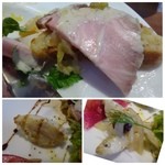 ピュールピュール - ＊自家製ハム・・これ美味しい。薄くスライスしたパンと共に頂きます。
＊ポテトサラダ・・マヨネーズは少な目で、塩・胡椒が効いています・
＊ワカサギのマリネ