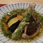 季節料理 成 - 天ぷら：アスパラ、ナス、椎茸