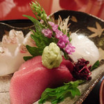 なかむら - お造り（鯛の皮しも、いか、まぐろ）