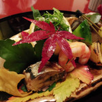 八寸（鯖寿司、ゆず釜、海老芋、イチョウ芋、さんまくらま煮、海老、丹波栗、きゅうり、ぎんなん）