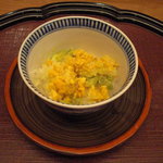 くずし懐石 縁 - 海胆と一寸豆を良く混ぜて戴きます